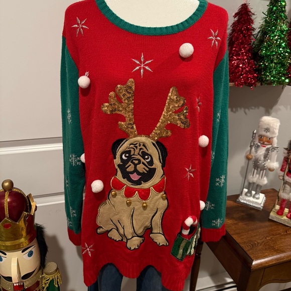 Ugly Christmas Sweater  Bulldog and gingle bells - Picture 2 of 6